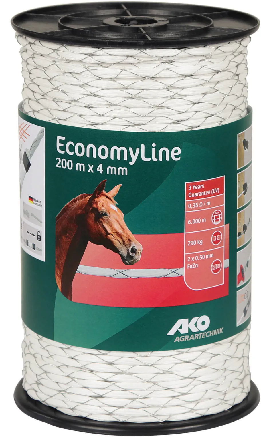 AKO EconomyLine Seil kreuzgewickelt, Länge 200 m, Ø 4 mm, weiß