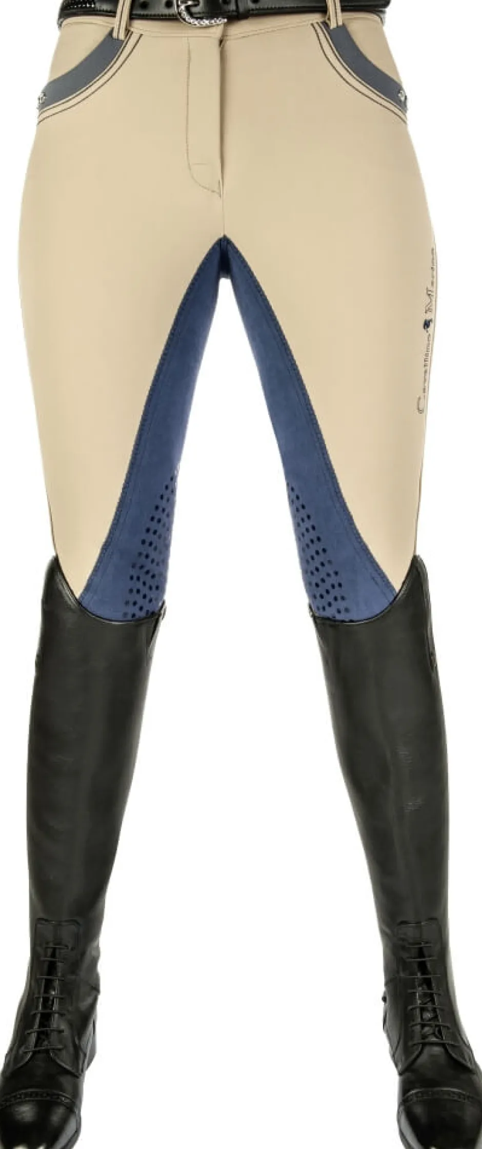 Cavallino Marino by HKM Reithose -Silver Stream- Alos Vollbesatz + Silikon Knie