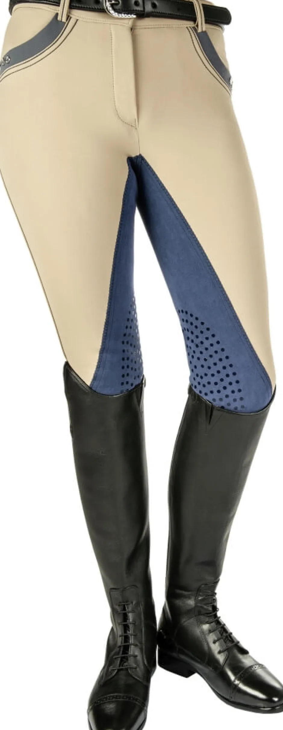 Cavallino Marino by HKM Reithose -Silver Stream- Alos Vollbesatz + Silikon Knie