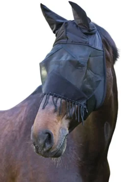 COVALLIERO Fliegenmaske mit Ohrenschutz und Nüsternkordel