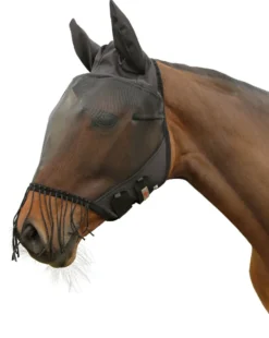 COVALLIERO Fliegenmaske mit Ohrenschutz und Nüsternkordel