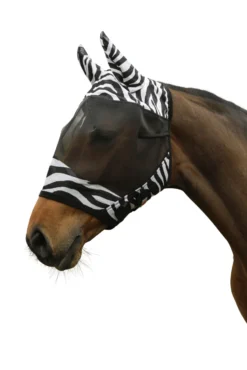 COVALLIERO Fliegenschutzmaske Zebra mit Ohrenschutz