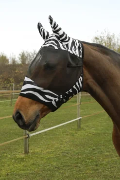 COVALLIERO Fliegenschutzmaske Zebra mit Ohrenschutz