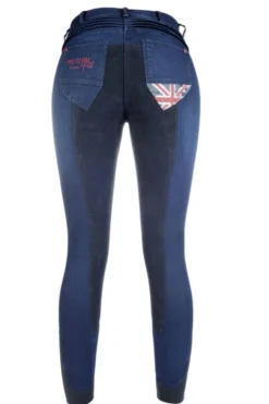 HKM PRO-TEAM Reithose Denim -Global Team- Dreiviertel Alos Besatz