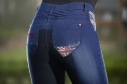 HKM PRO-TEAM Reithose Denim -Global Team- Dreiviertel Alos Besatz