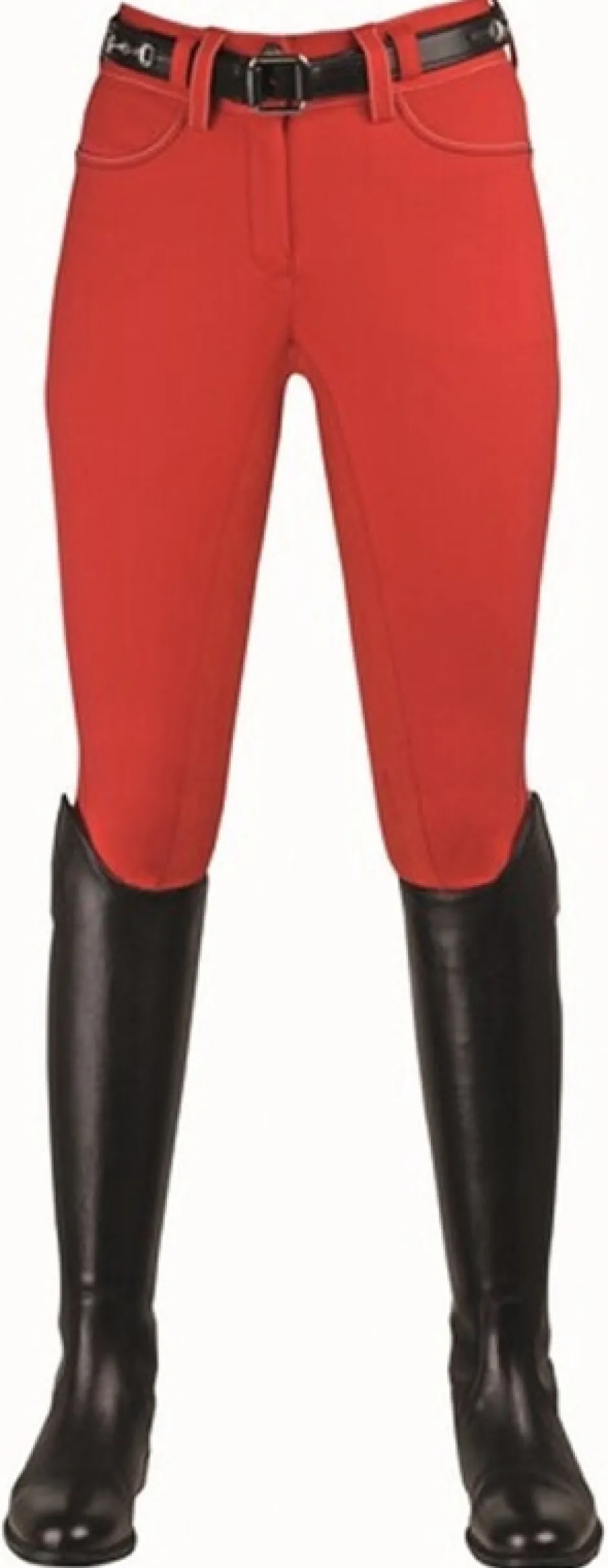 HKM PRO-TEAM Reithose -Pocket- Athletic Sports Dreiviertel Alos Besatz, Kindergrösse 170, rot/rot