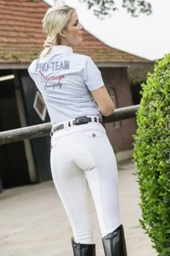 HKM PRO-TEAM Reithose -Pocket- Athletic Sports Dreiviertel Alos Besatz, Kindergrösse 170, rot/rot