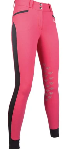 HKM Reithose -Diamonds EVA Pink Star- Silikon-Kniebesatz