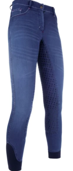 HKM Reithose -Summer Denim Easy- Dreiviertel Silkonbesatz