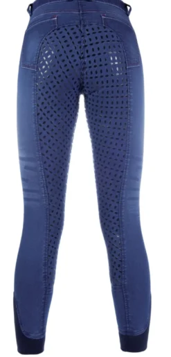 HKM Reithose -Summer Denim Easy- Dreiviertel Silkonbesatz