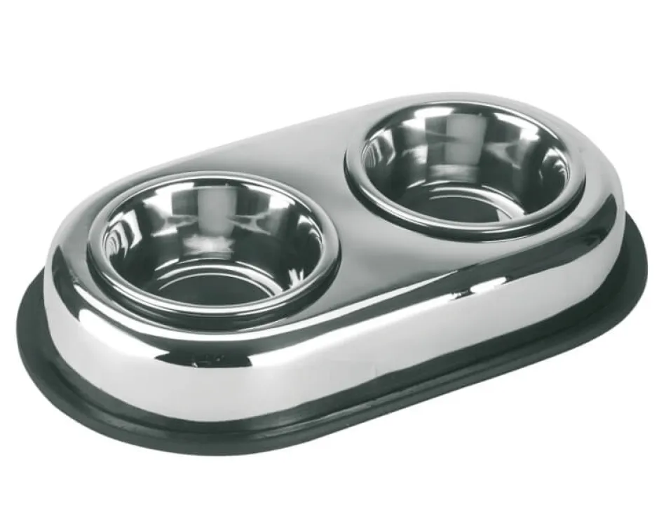 KERBL Edelstahlnapf Duo, 2x 450 ml
